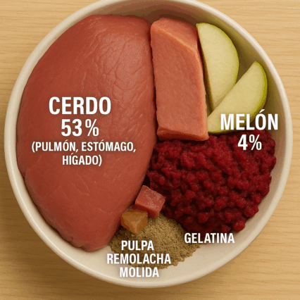 Comida Humeda Jamon y Melon 400 gramos.
