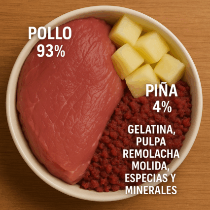 Comida Húmeda Pollo y Piña 400 gramos.